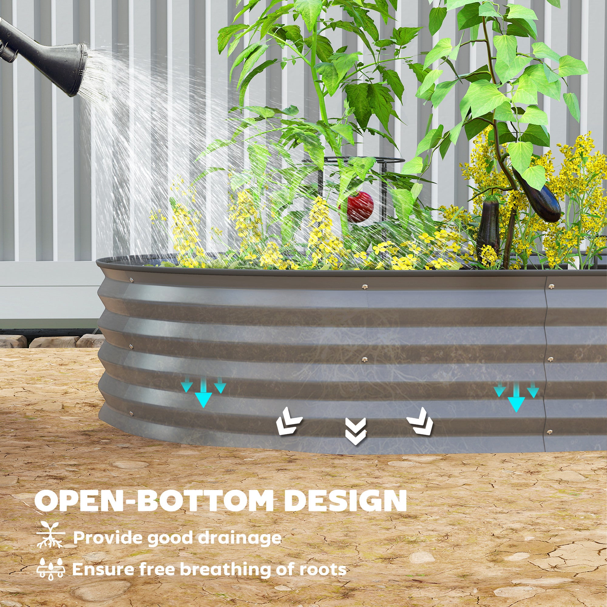 7 x 3 x 1ft Galvanized Raised Garden Bed Kit, Metal Planter Box with Safety Edging, Dark Grey