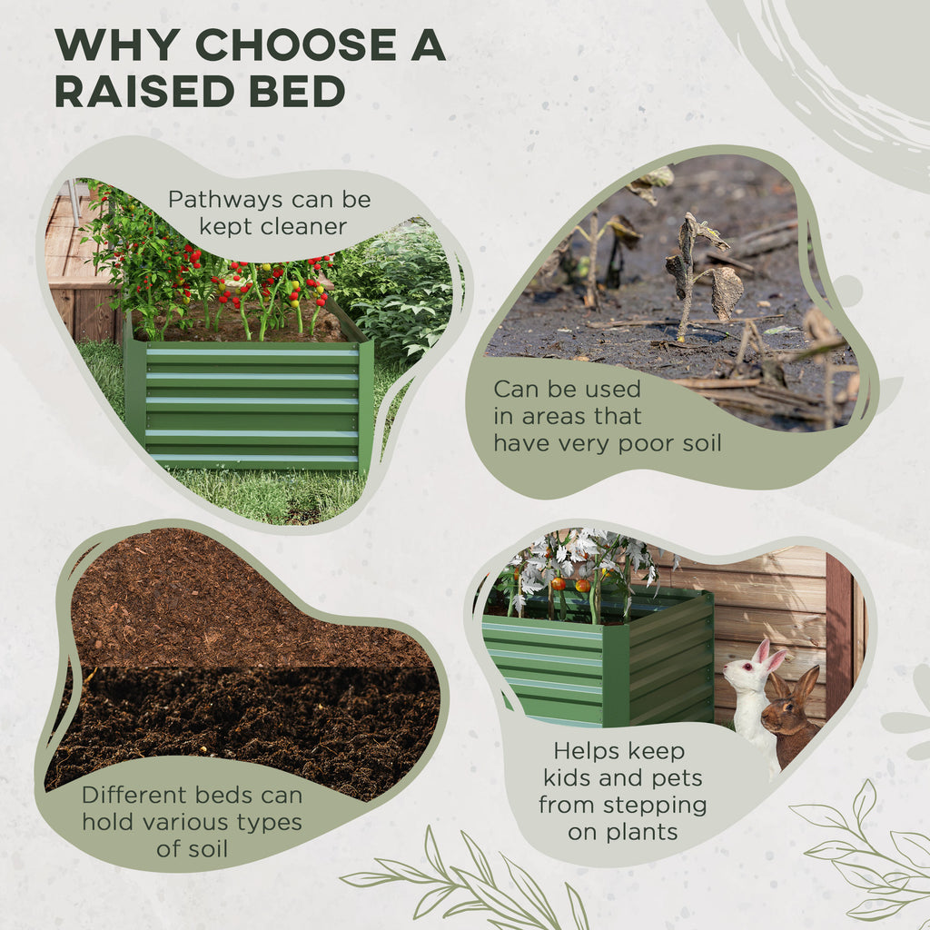 Galvanized Raised Garden Bed, Steel Outdoor Planters with Reinforced Rods, 71" x 35" x 23", Green