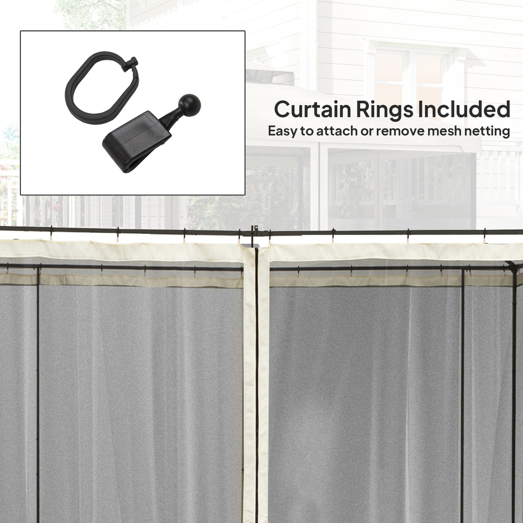 Replacement Mosquito Netting for Gazebo 10' x 10' Black Screen Walls for Canopy with Zippers for Parties and Outdoor Activities, Cream White