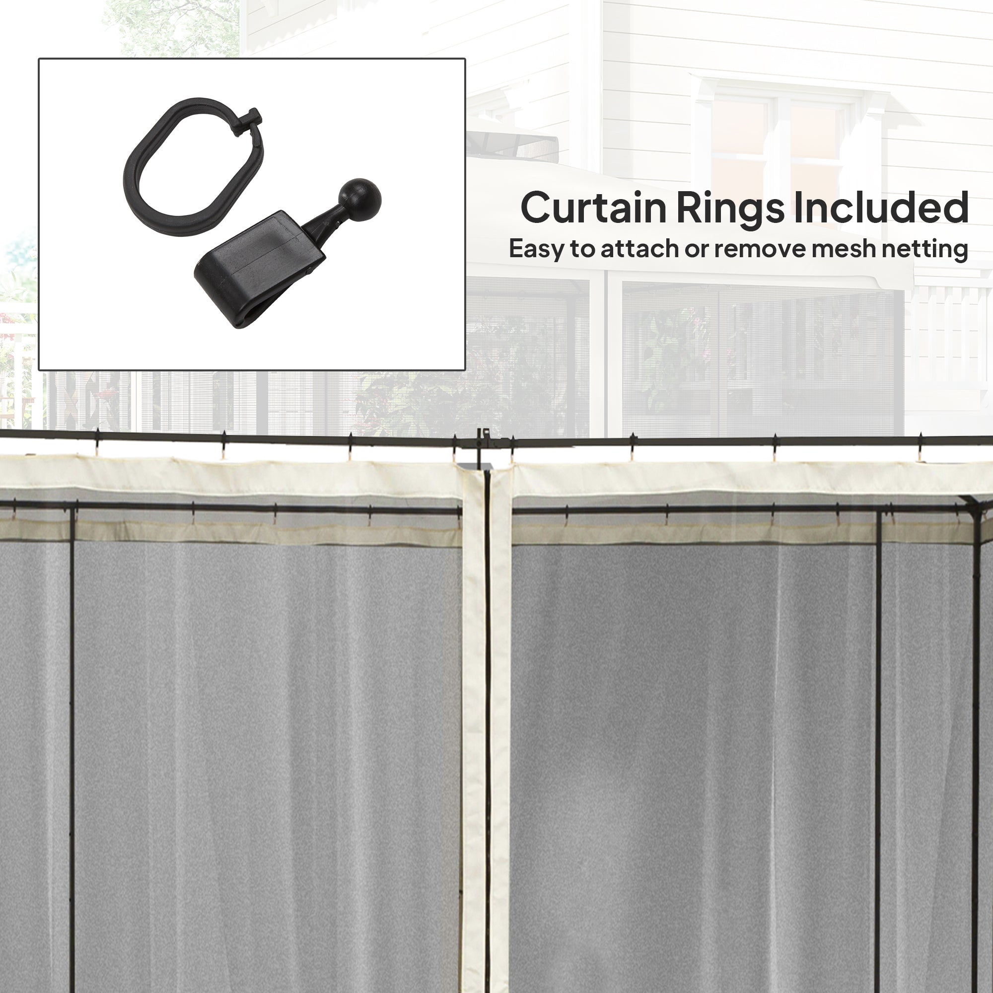 Replacement Mosquito Netting for Gazebo 10' x 10' Black Screen Walls for Canopy with Zippers for Parties and Outdoor Activities, Cream White
