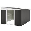 11' x 9' Steel Garden Storage Shed, Outdoor Metal Tool House with Double Sliding Doors, Dark Grey
