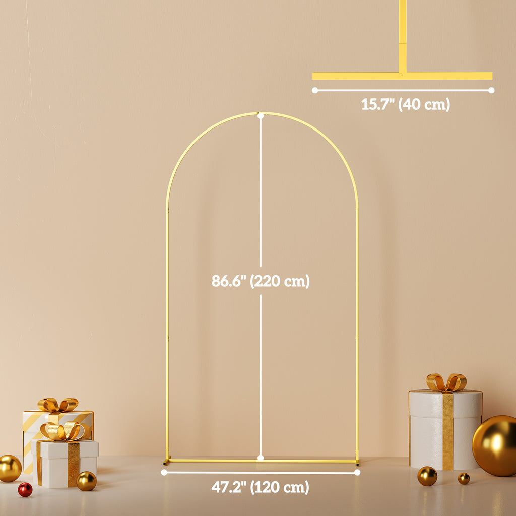 7FT x 4FT Gold Wedding Arch with U-shaped stakes for Birthday Parties, Bridal Showers, Graduation, and Ceremony