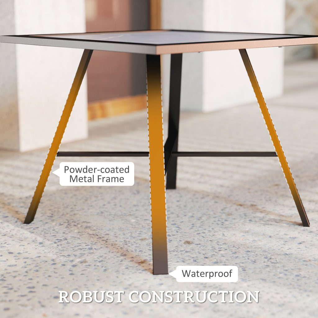 Small Outdoor Side Table, Patio Side Table with SPC Tabletop for Garden, Patio, Lawn, Grey