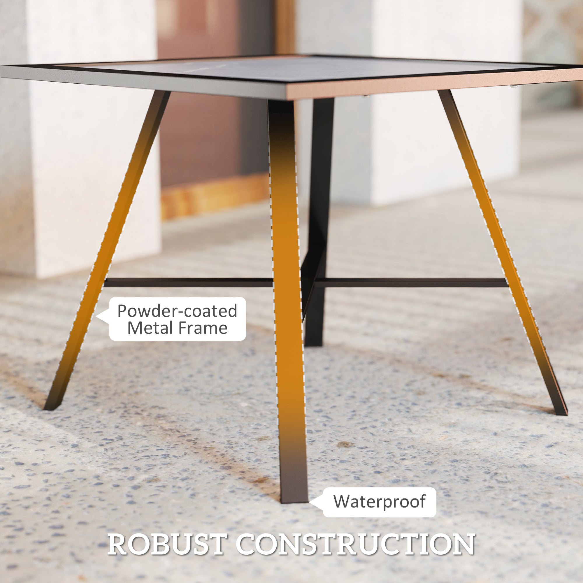 Small Outdoor Side Table, Patio Side Table with SPC Tabletop for Garden, Patio, Lawn, Grey
