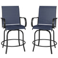 Outdoor Bar Stools Set of 2, 360Â° Swivel Bar Height Chairs, 26.8" x 29.5" x 48.4", Navy Blue