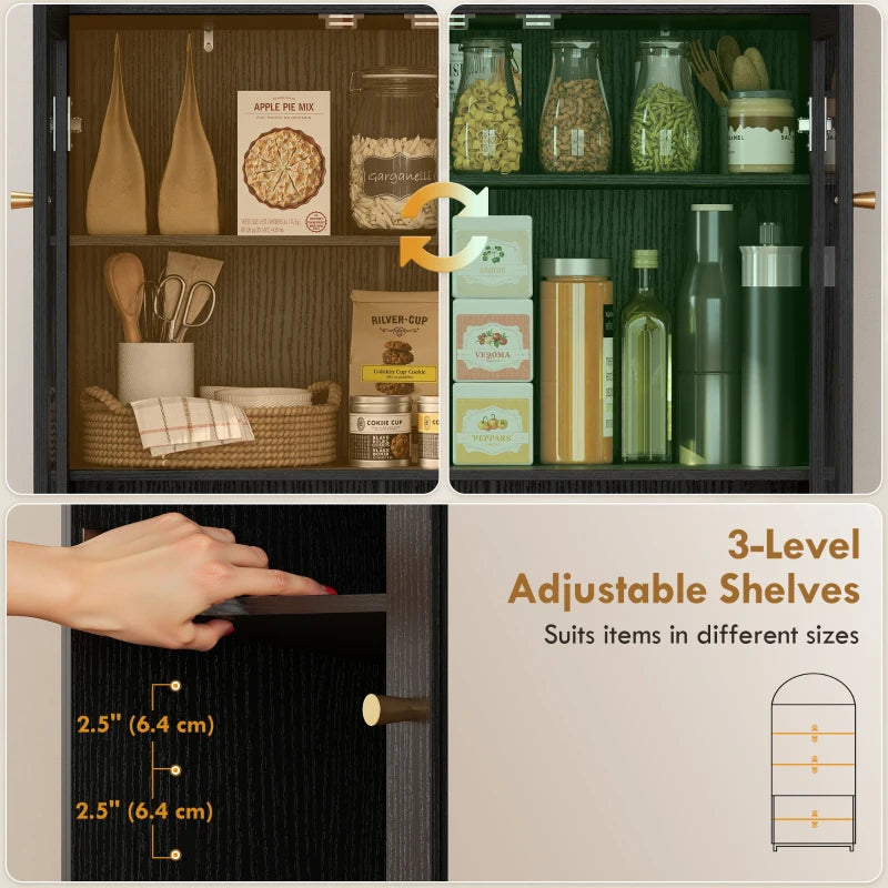 71 inch tall black farmhouse pantry cabinet for kitchen storage