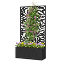 Raised Garden Bed with Trellis, Outdoor Privacy Screen with Planter Box, 24" x 9.1" x 44.5", Black