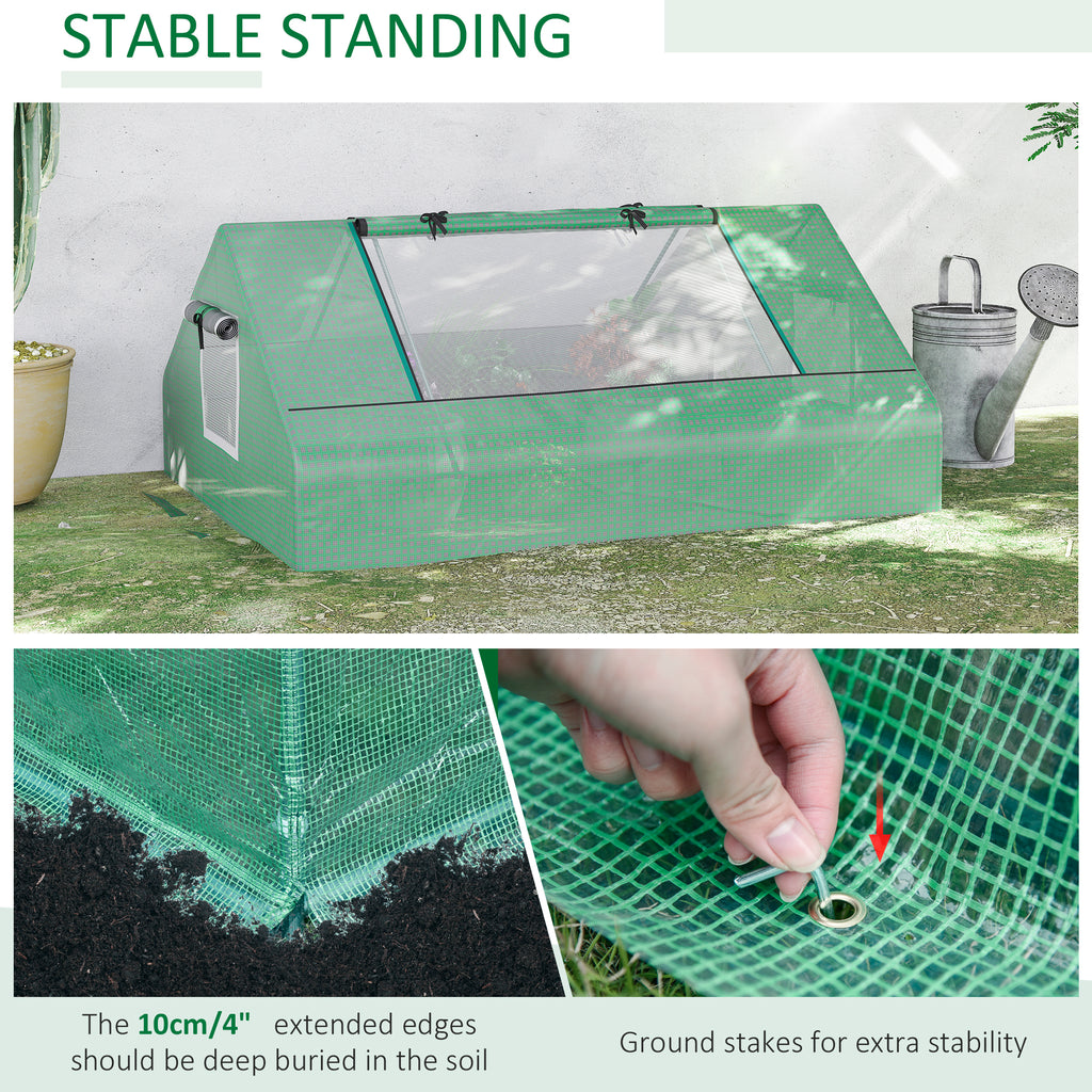 71" x 55" x 32" Mini Greenhouse Portable Hot House for Plants with 2 Large Windows and Ground Nails for Outdoor, Indoor, Garden, Gardening Kit, Green