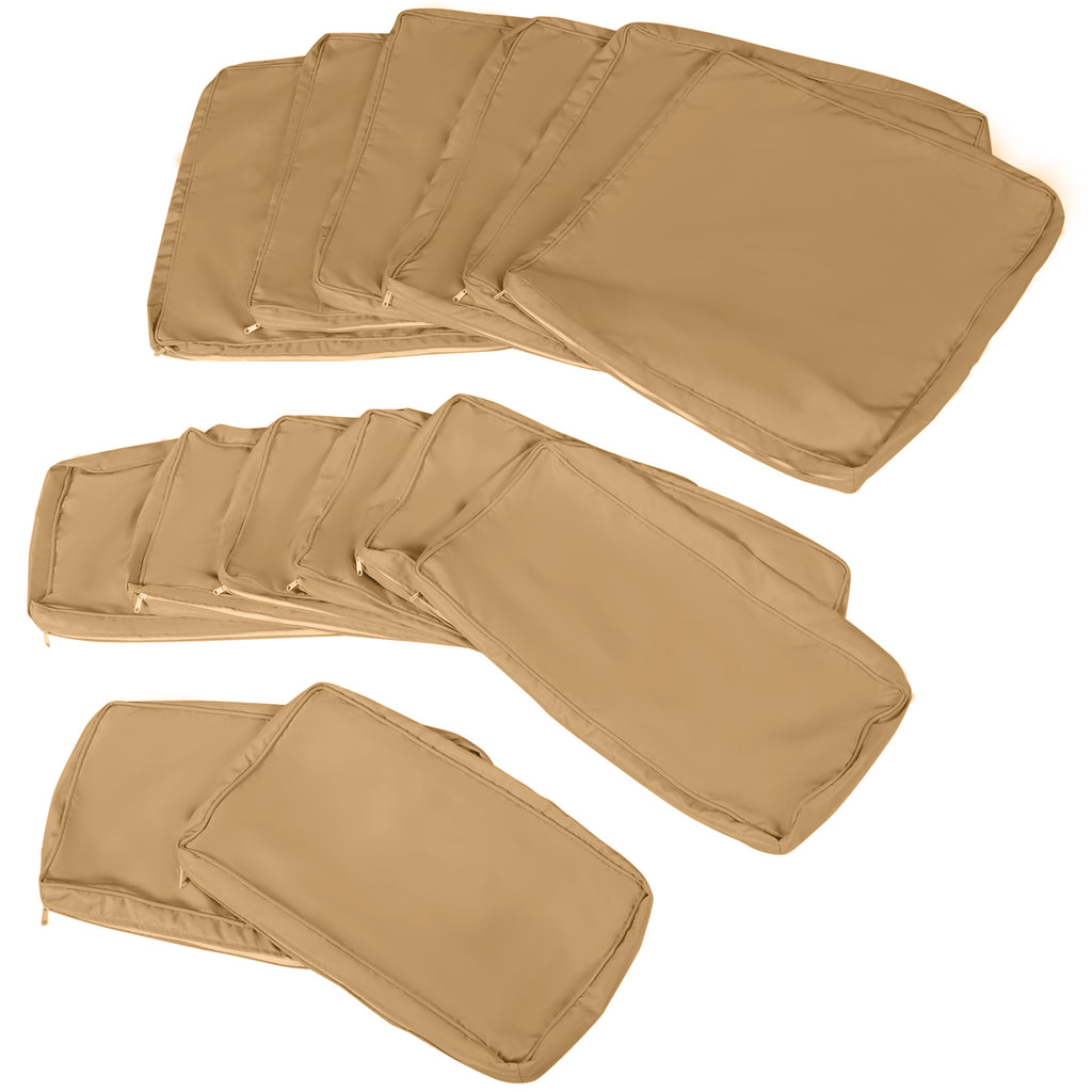 Outdoor 14pc Patio Rattan Sofa Set Cushion Polyester Cover Replacement Set - No Cushion Included Beige