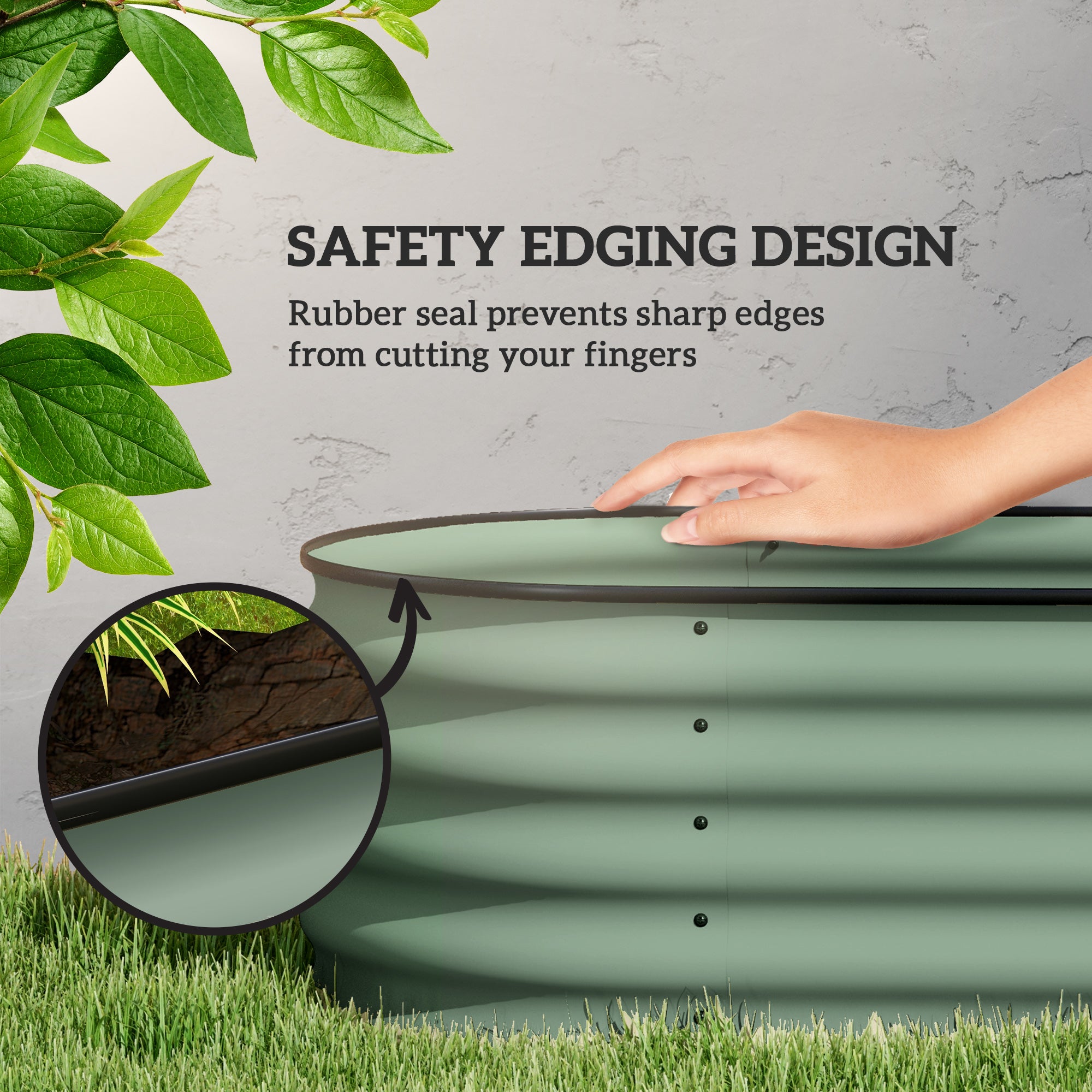 5 x 2 x 1.5 FT Galvanized Steel Raised Garden Bed, Metal Garden Bed Planter Box with Safety Edging, Green
