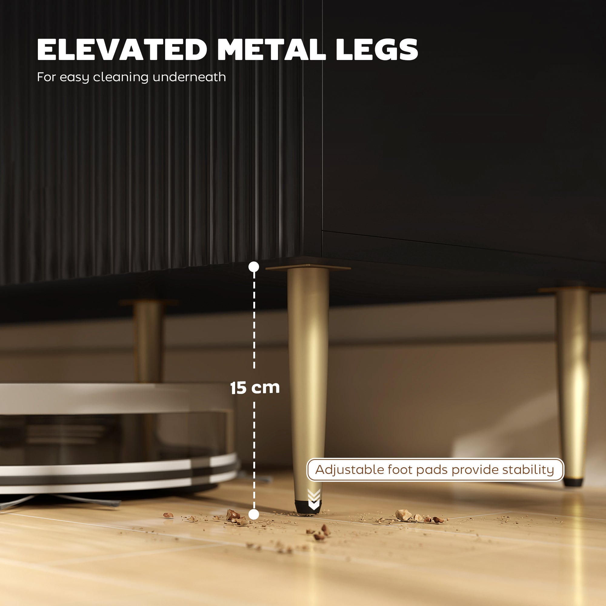 Modern Kitchen Storage Cabinet, Sideboard Buffet Cabinet w/ 3 Drawers and Adjustable Shelves for Kitchen Hallway, Black