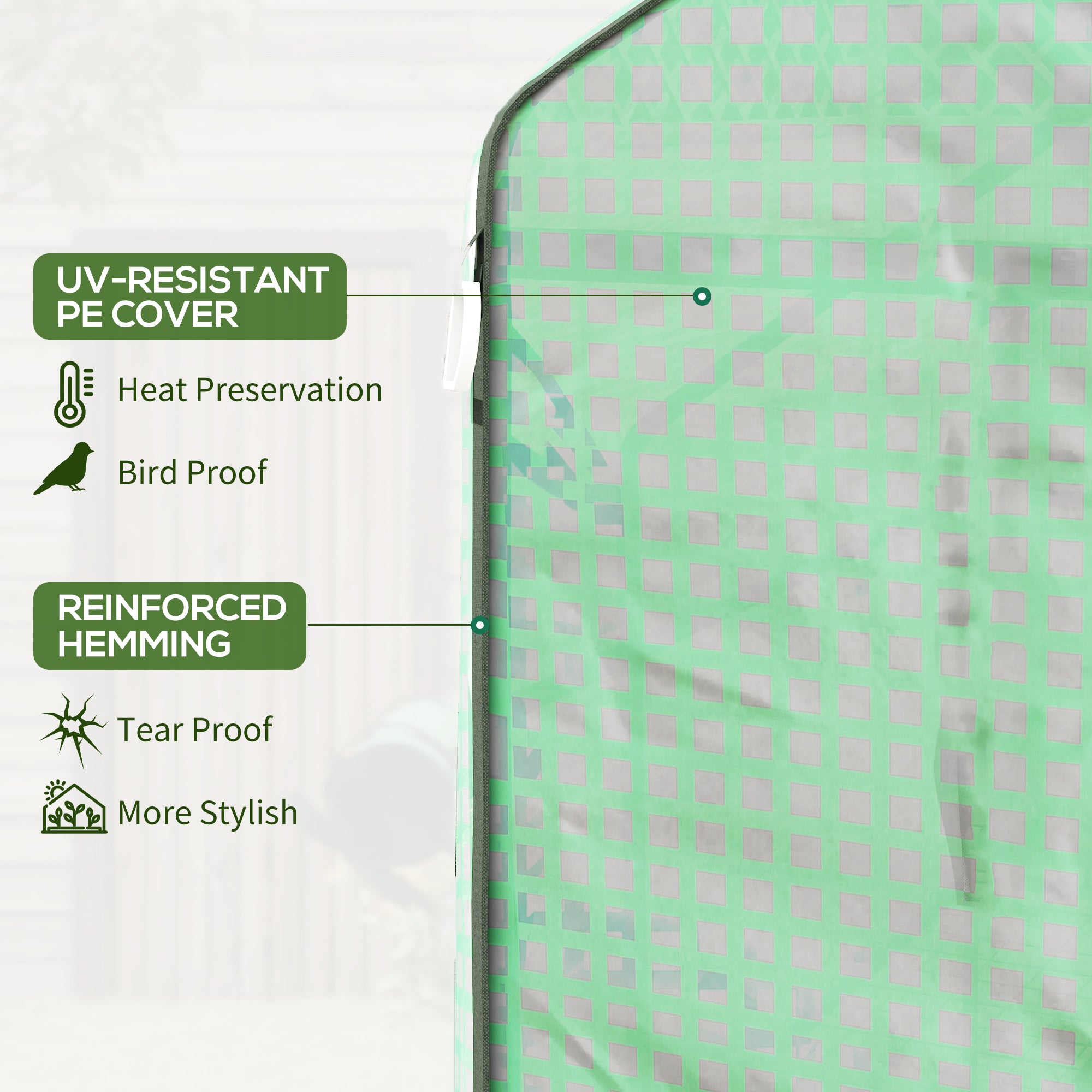 Portable Greenhouse, Walk-In Small Outdoor Green House with 2 Tier U-Shaped Flower Rack Shelves, 4.6' x 4.7', Green