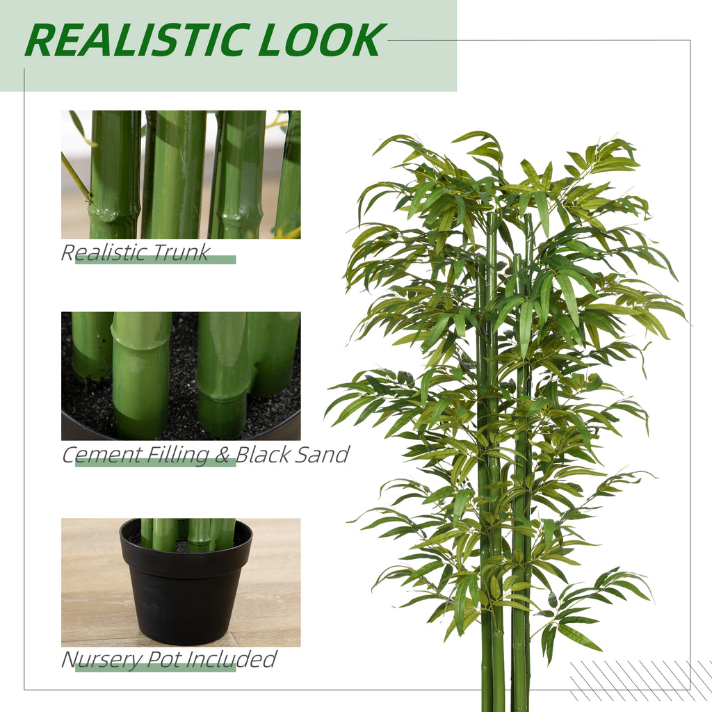 Set of 2 6 FT Artificial Tree Bamboo Tree Fake Plants in Pot for Home Office Living Room Decor, Green