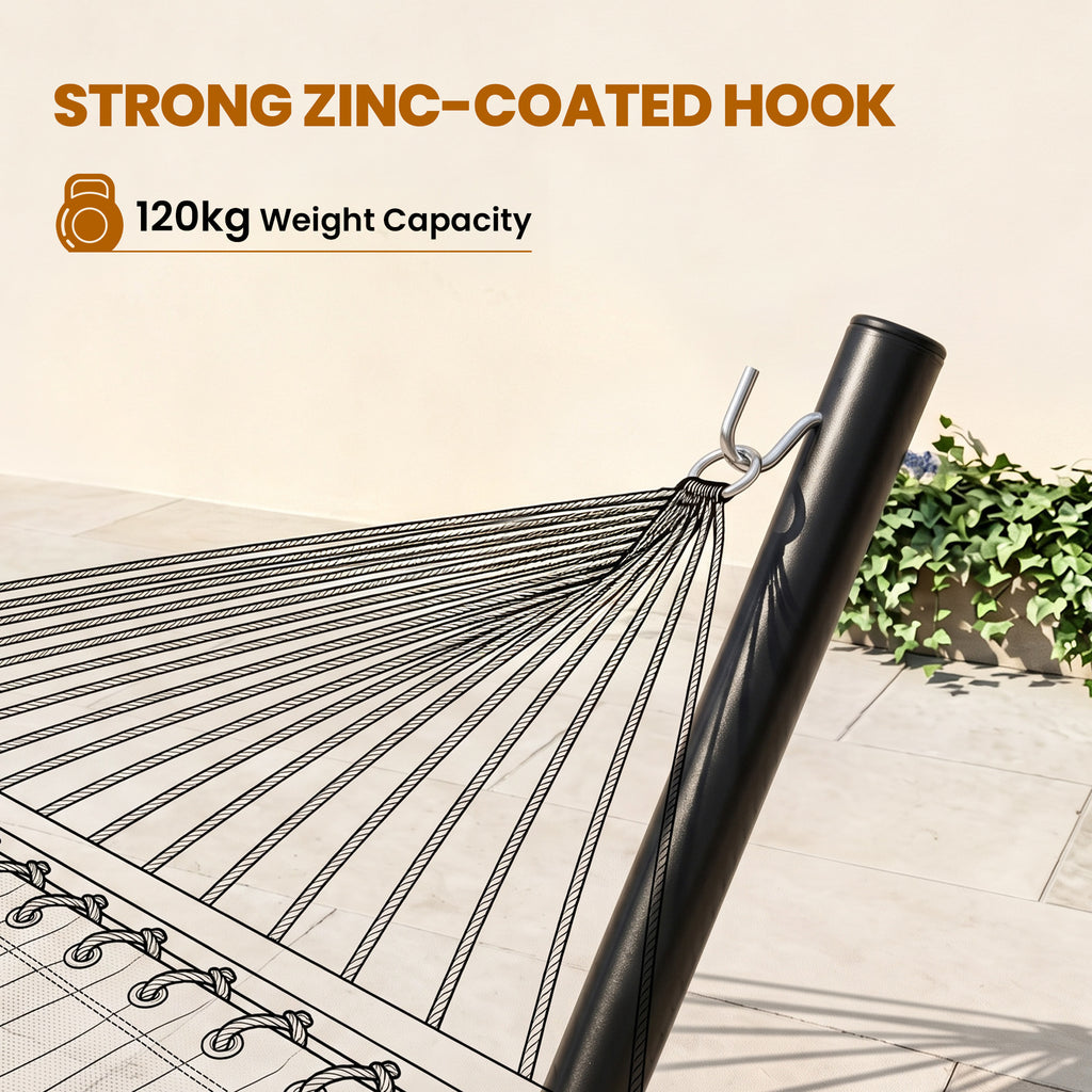 11.8'L Hammock Stand Extra Long Heavy Duty Straight Pole Day Bed Swing Metal Frame Simple Set Up Garden Outdoor Camping Picnic Use Black