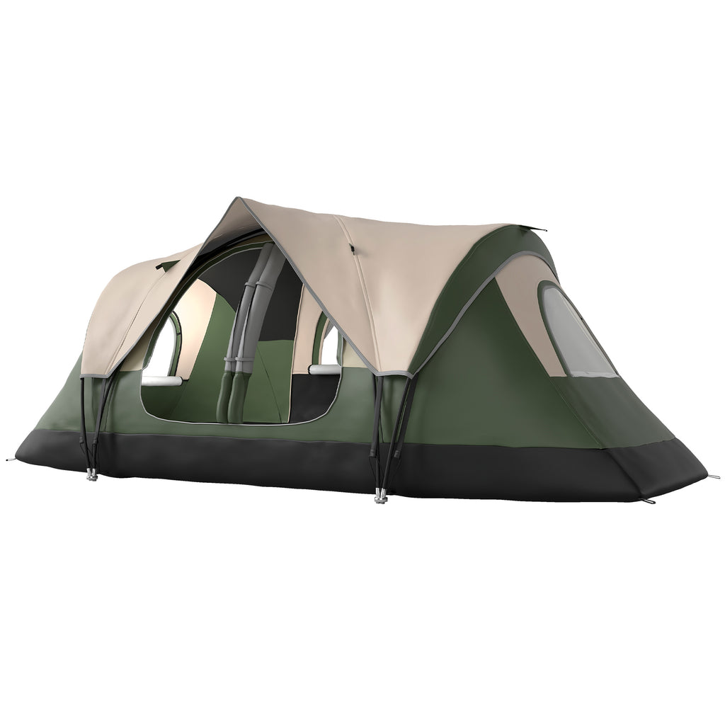 Camping Tent for 6 Man with 2000mm Waterproof Rainfly and Carry Bag for Fishing Hiking Festival, Dark Green