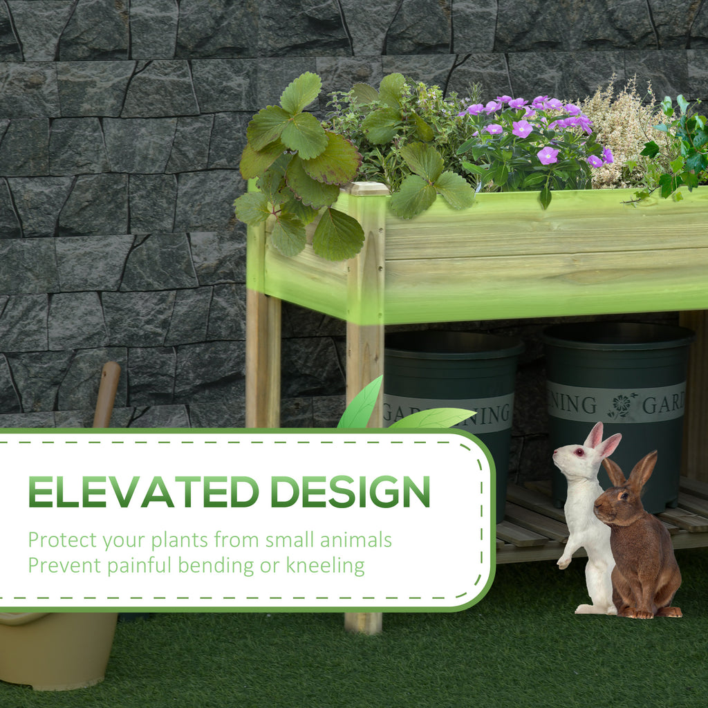 Elevated Planter Box with Legs and Storage Shelf, Raised Garden Bed, Elevated Wooden Planter Box, Green