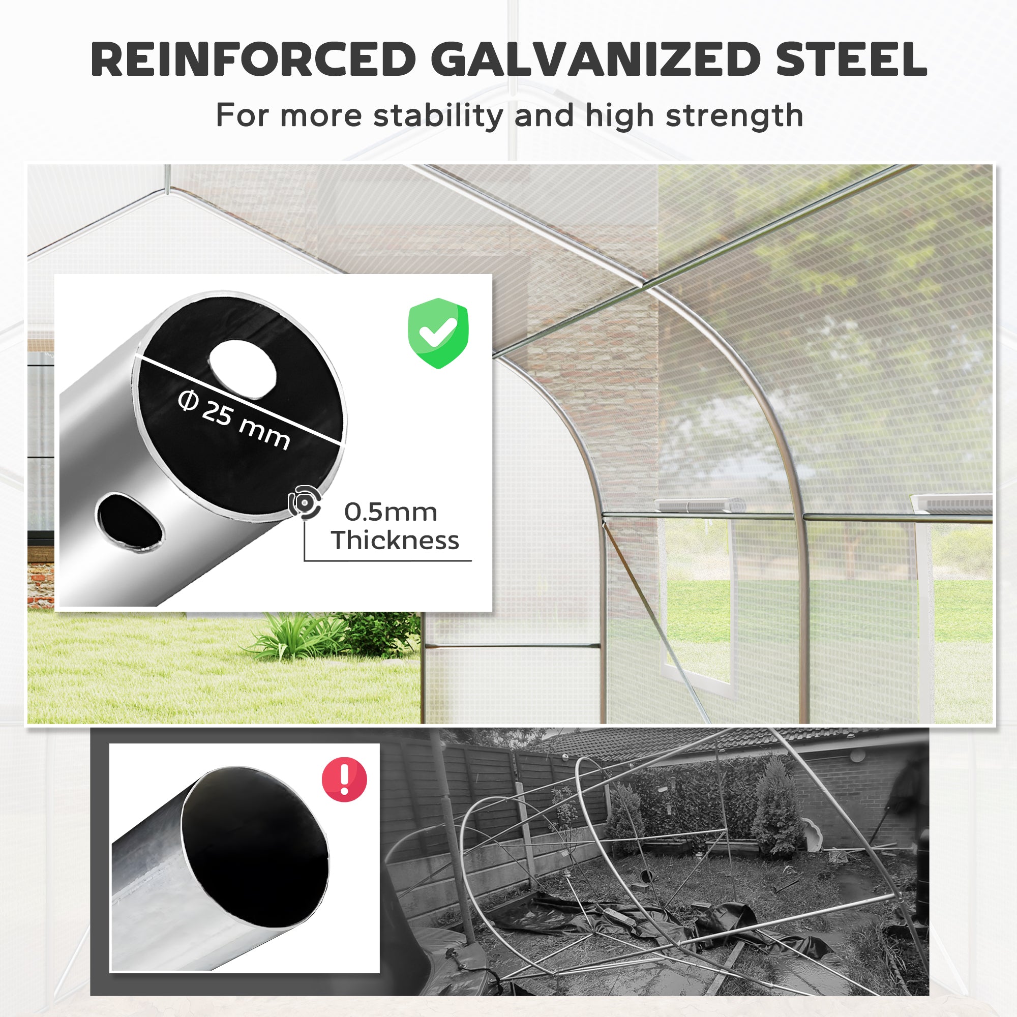 20x10x7ft Walk-in Steeple Greenhouse Outdoor Backyard Plant Seed Growth Tunnel Shed Warm House with 2 Anchor Way White