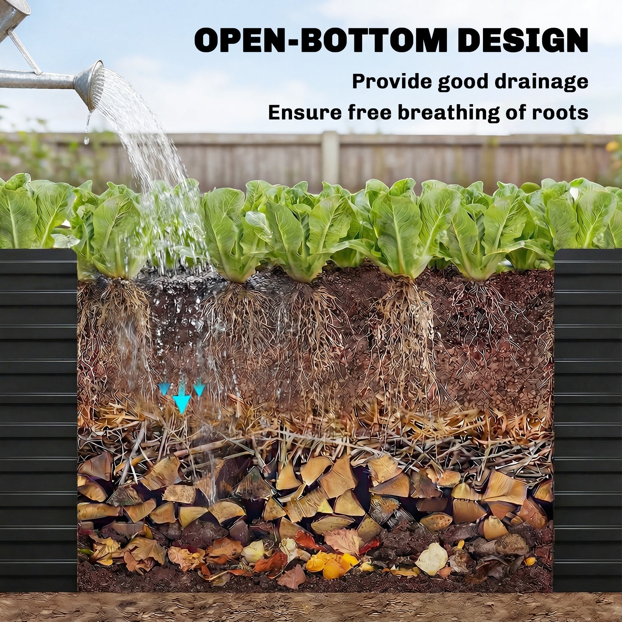 8' x 4' x 2' Raised Garden Bed, Galvanized Planter Box for Growing Flowers, Herbs and Vegetables, Black