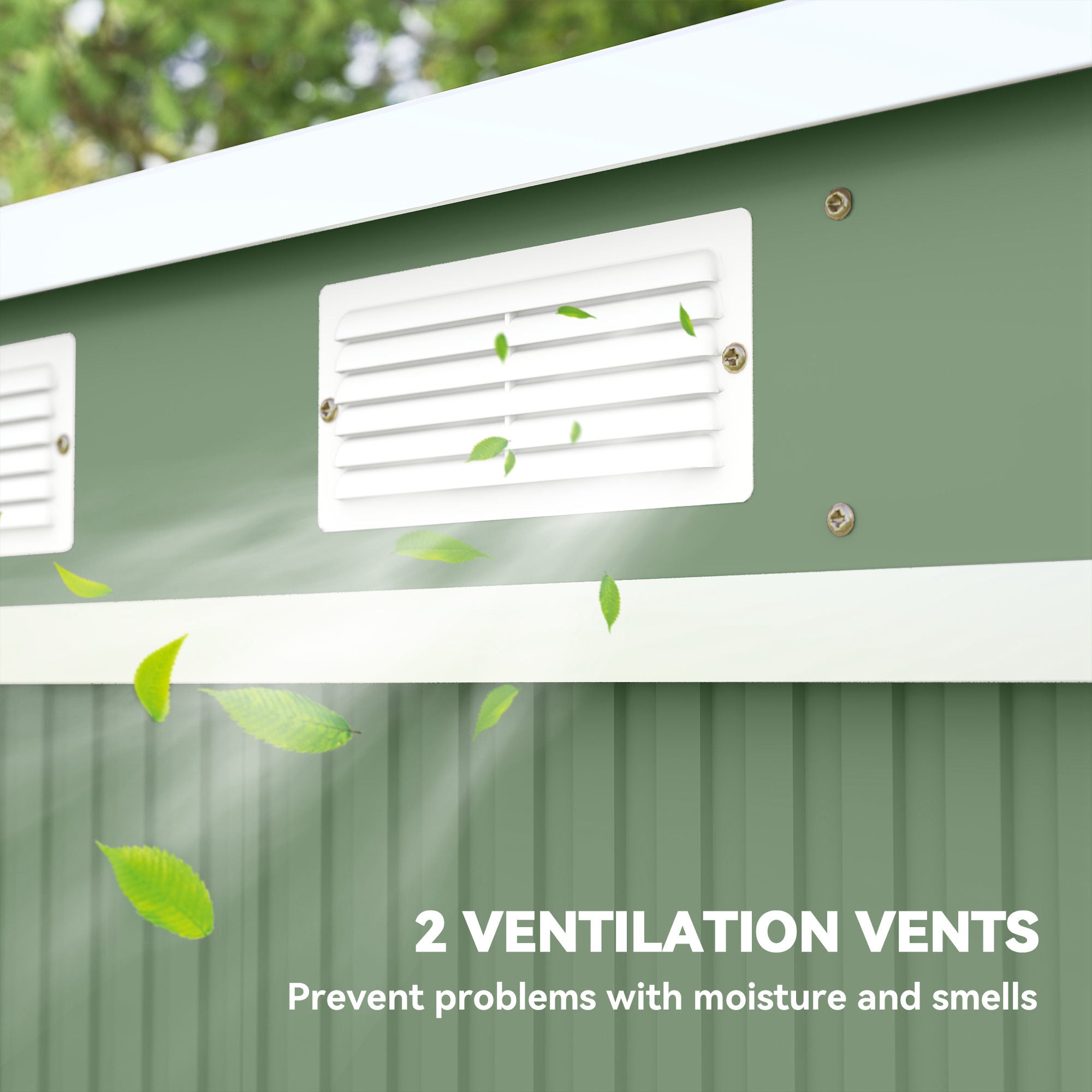 7' x 4' Galvanised Steel Garden Shed, with Foundation Kit - Green
