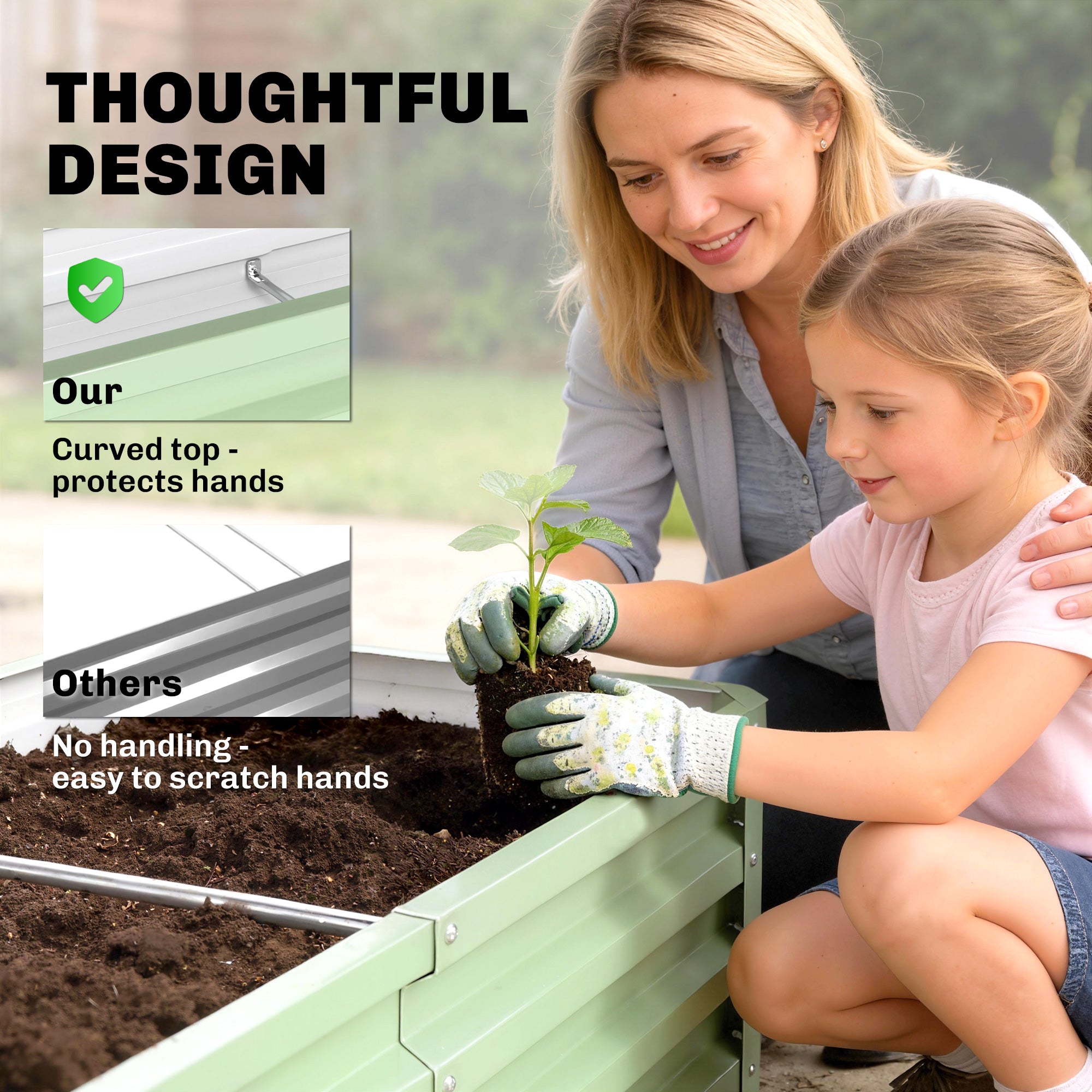 Galvanized Raised Garden Bed, Outdoor Planter Box for Vegetables, Flowers, Herbs, 4' x 2' x 1', Light Green