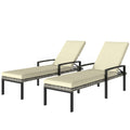 Chaise Lounge Chairs Outdoor, Set of 2 Wicker Patio Lounge Chairs with 5-Level Adjustable Backrest, Cushion
