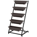 5-Tier Vertical Raised Garden Planter with 5 Boxes, Wheels, Outdoor Plant Stand for Vegetable Flowers, Brown
