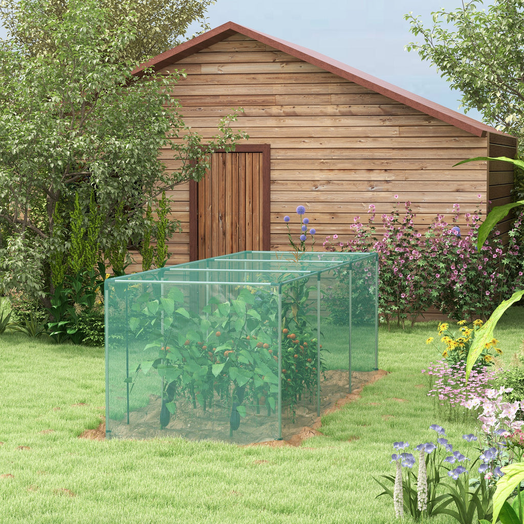 Galvanized Steel Crop Cage, Plant Protection Tent with Zippered Door, 12' x 4', Green