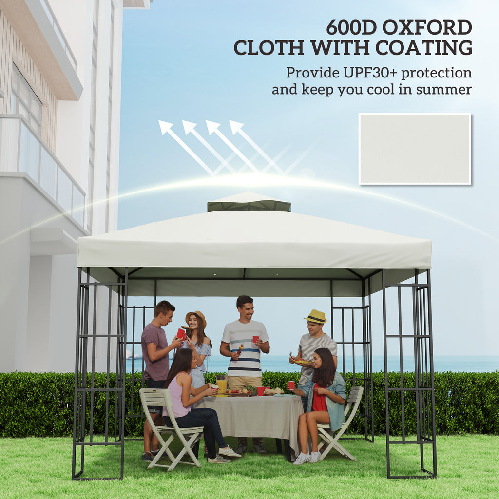 10' x 10' Gazebo Canopy Replacement Cover, 2-Tier Garden Gazebo Roof Replacement, UPF30+, TOP COVER ONLY, Light Grey
