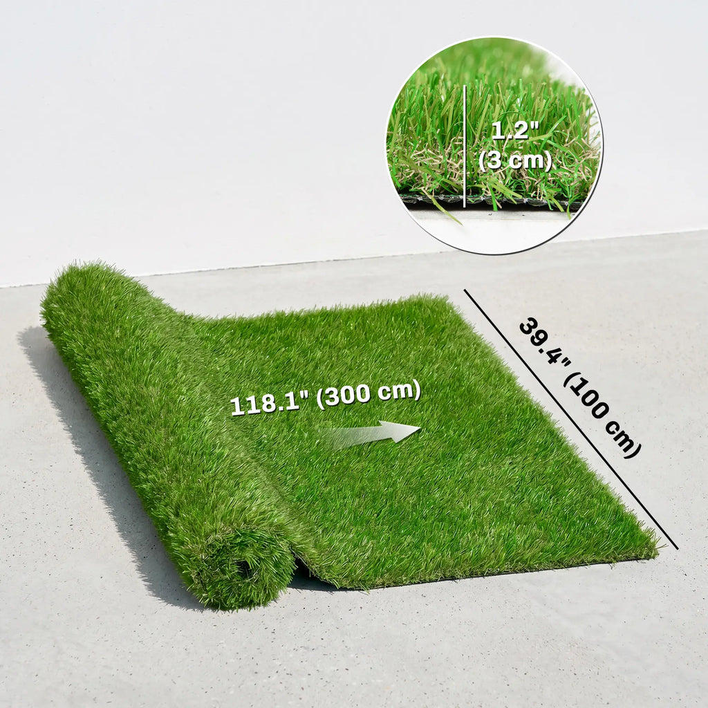 Outsunny Artificial Grass 10' x 3' – UV-Resistant Fake Grass Turf