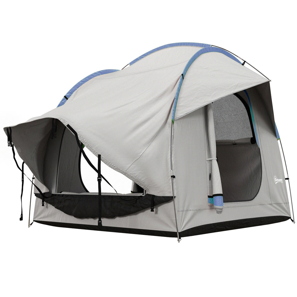2000mm Waterproof SUV Tent, Car Tent with 3 Doors and Mesh Window, for 5-6 Person Camping Travel, Grey and Blue