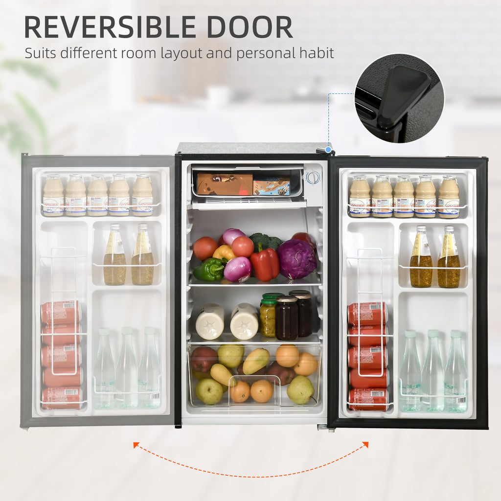 Compact Refrigerator, Mini Fridge with Freezer, Adjustable Shelf, Mechanical Thermostat and Reversible Door, Black