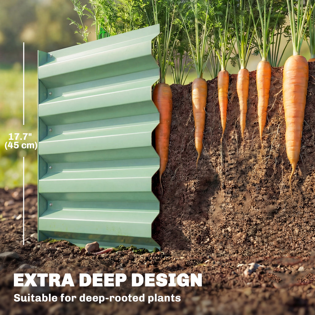 8'x2.6'x1.5' Galvanized Raised Bed, Large Elevated Planter Box for Growing Flowers, Herbs and Vegetables, Light Green