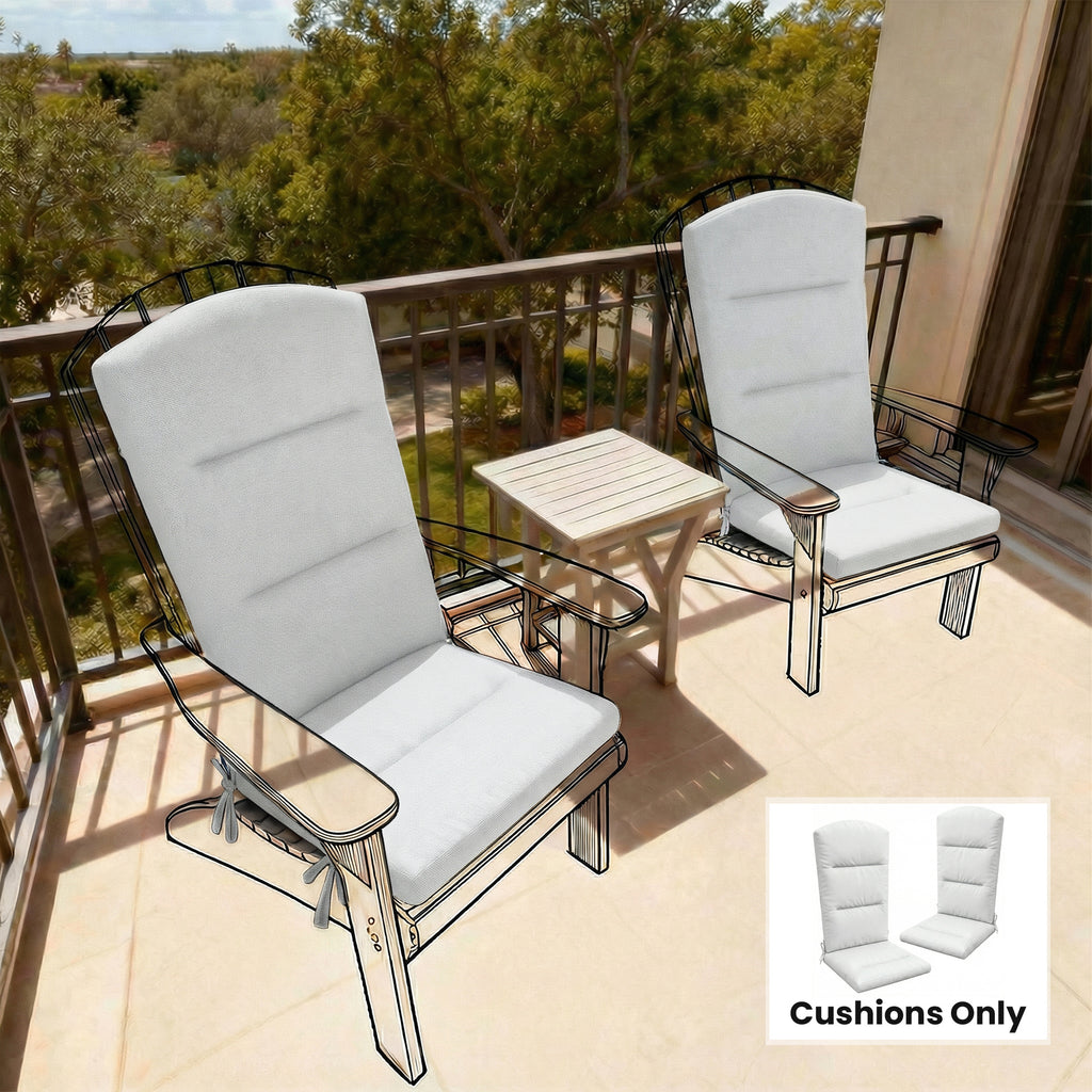 Patio Chair Cushion for Adirondack Chairs Replacement Cushion with Back and Ties, Light Grey