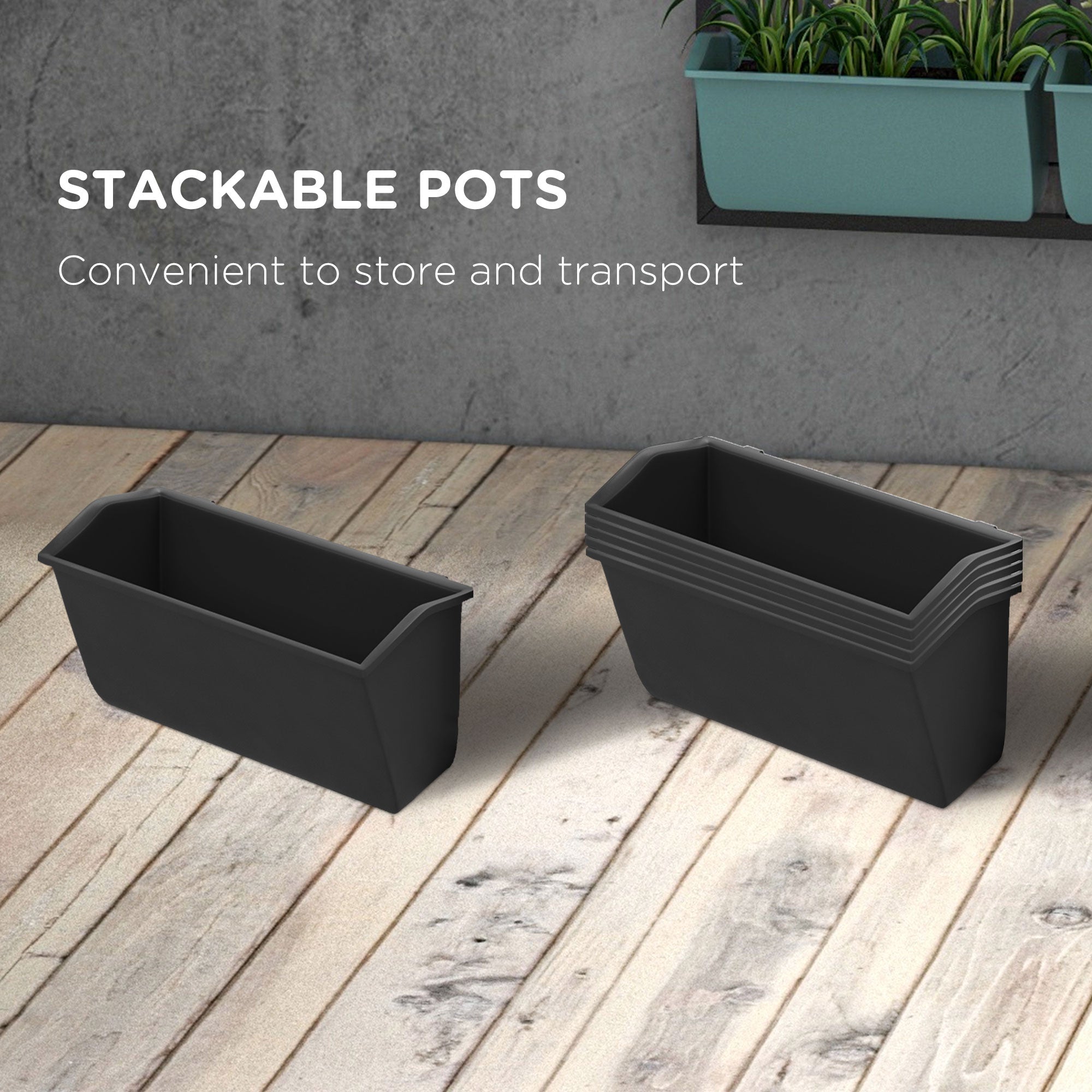 3-Tier Wall Planter with 6 Pots for Indoor and Outdoor Use, Hanging Plant Holder, Self Draining Wall Mounted Planter