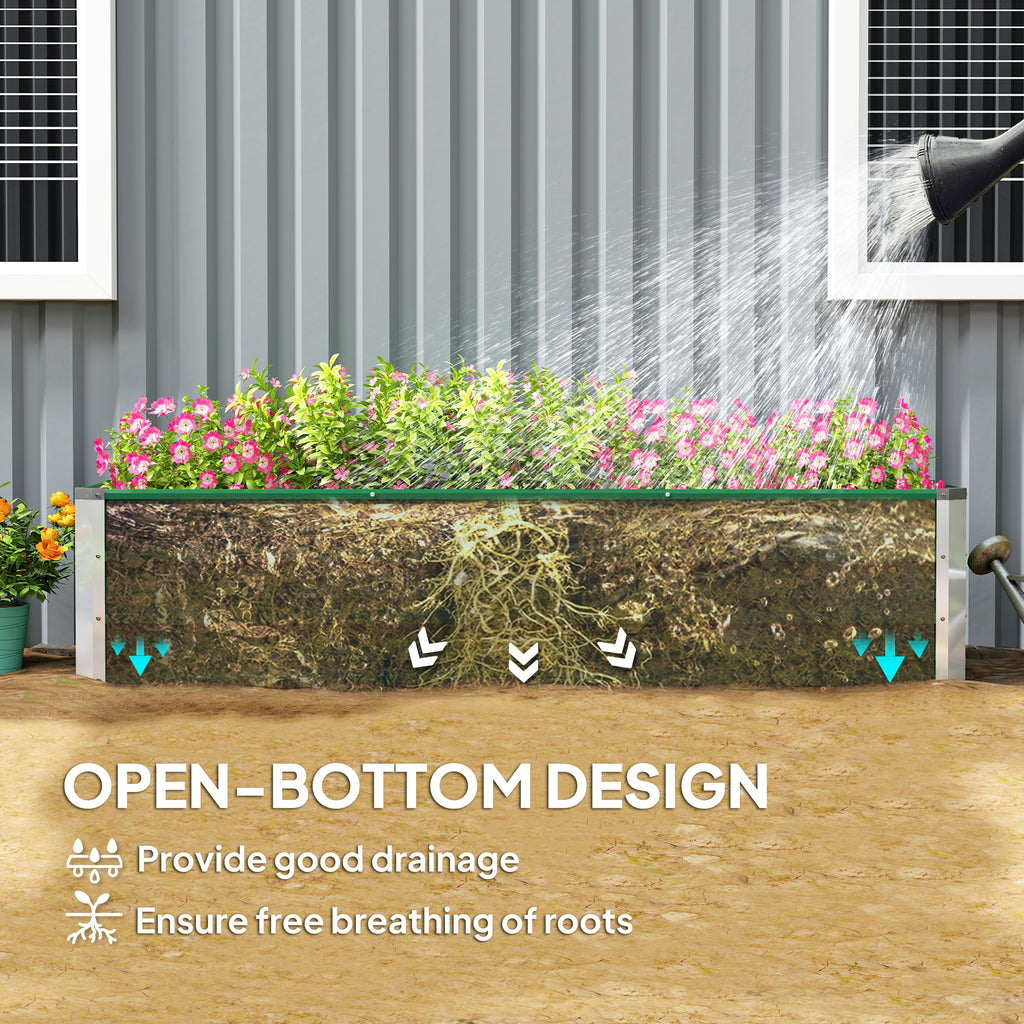 6' x 1.5' x 1.3' Galvanized Raised Garden Bed, Elevated Large Metal Planter Box w/ Install Gloves for Backyard, Patio to Grow Vegetables, Herbs, and Flowers, Green