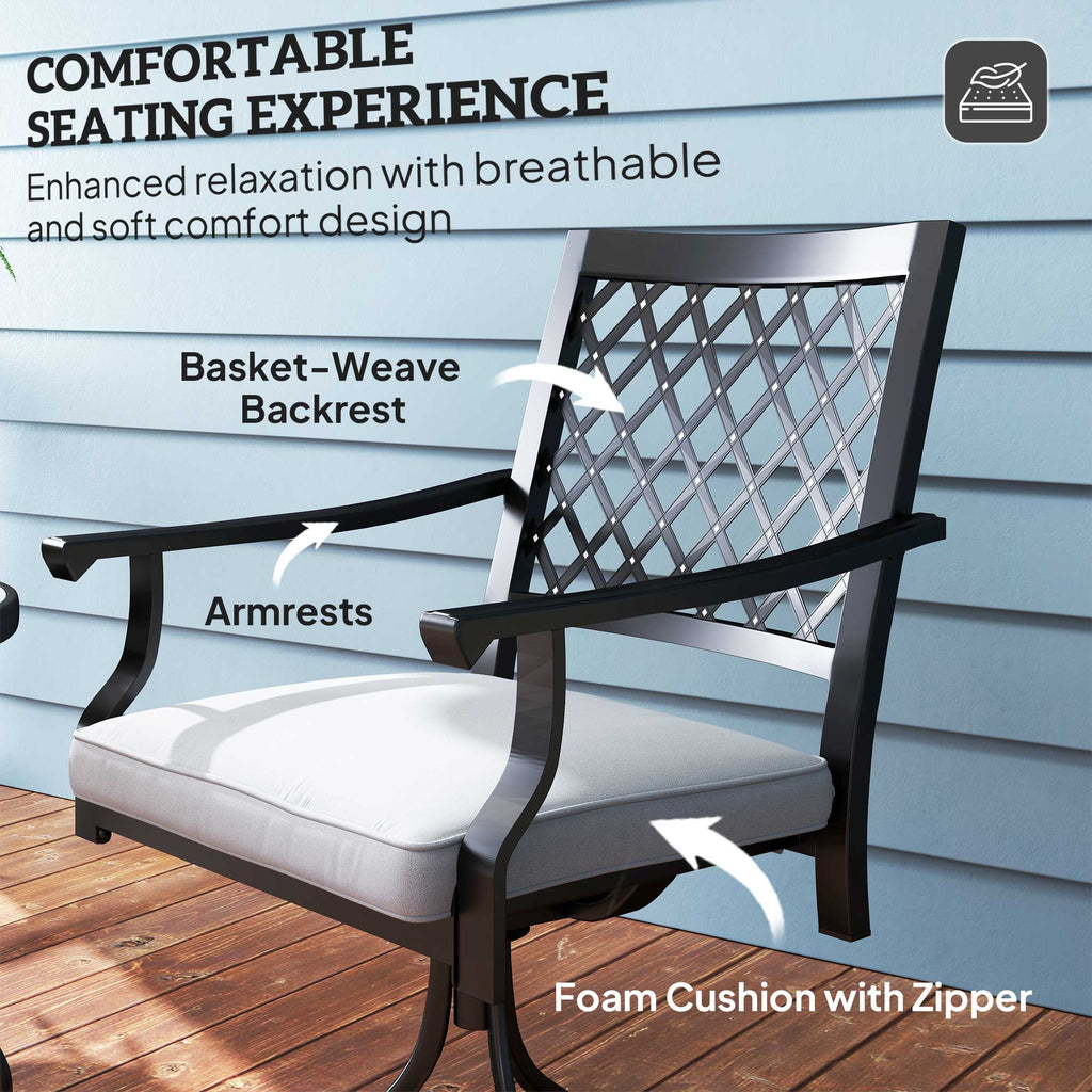 Outdoor Patio Chairs Set of 2, Metal Swivel Rocker Chairs with Cushion and Armrests for Backyard, Garden, Patio