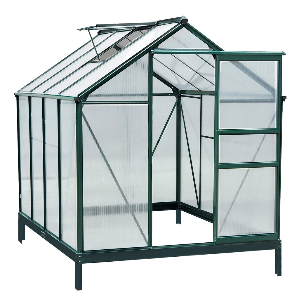 6' x 8' Greenhouse Clear & Twin Wall Panels Green Frame Press to Select
