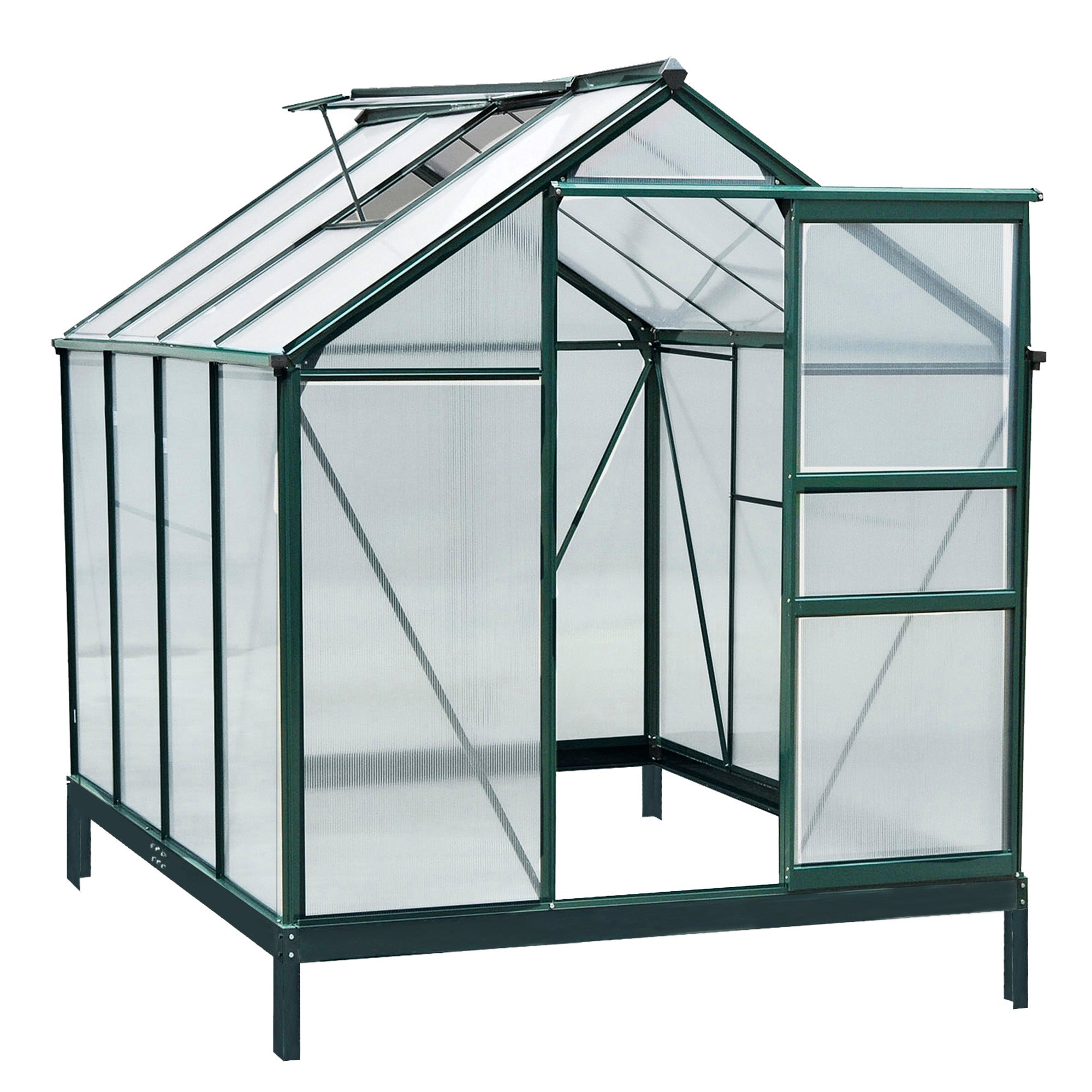 6' x 8' Greenhouse Clear & Twin Wall Panels Green Frame Press to Select