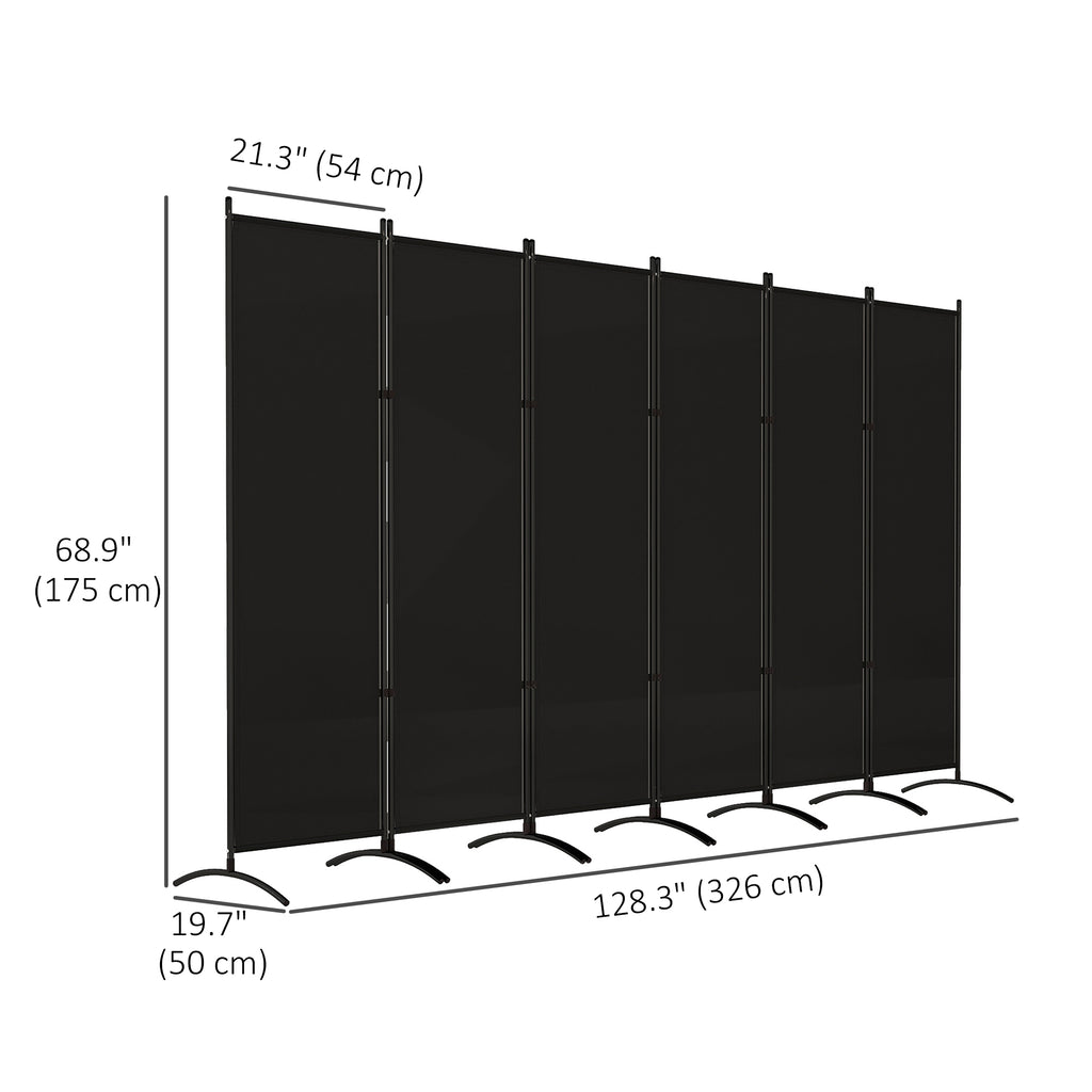 6 Panel Folding Room Divider, UV30+ Privacy Screen, Indoor Outdoor Privacy Panel with Stable Base, Black