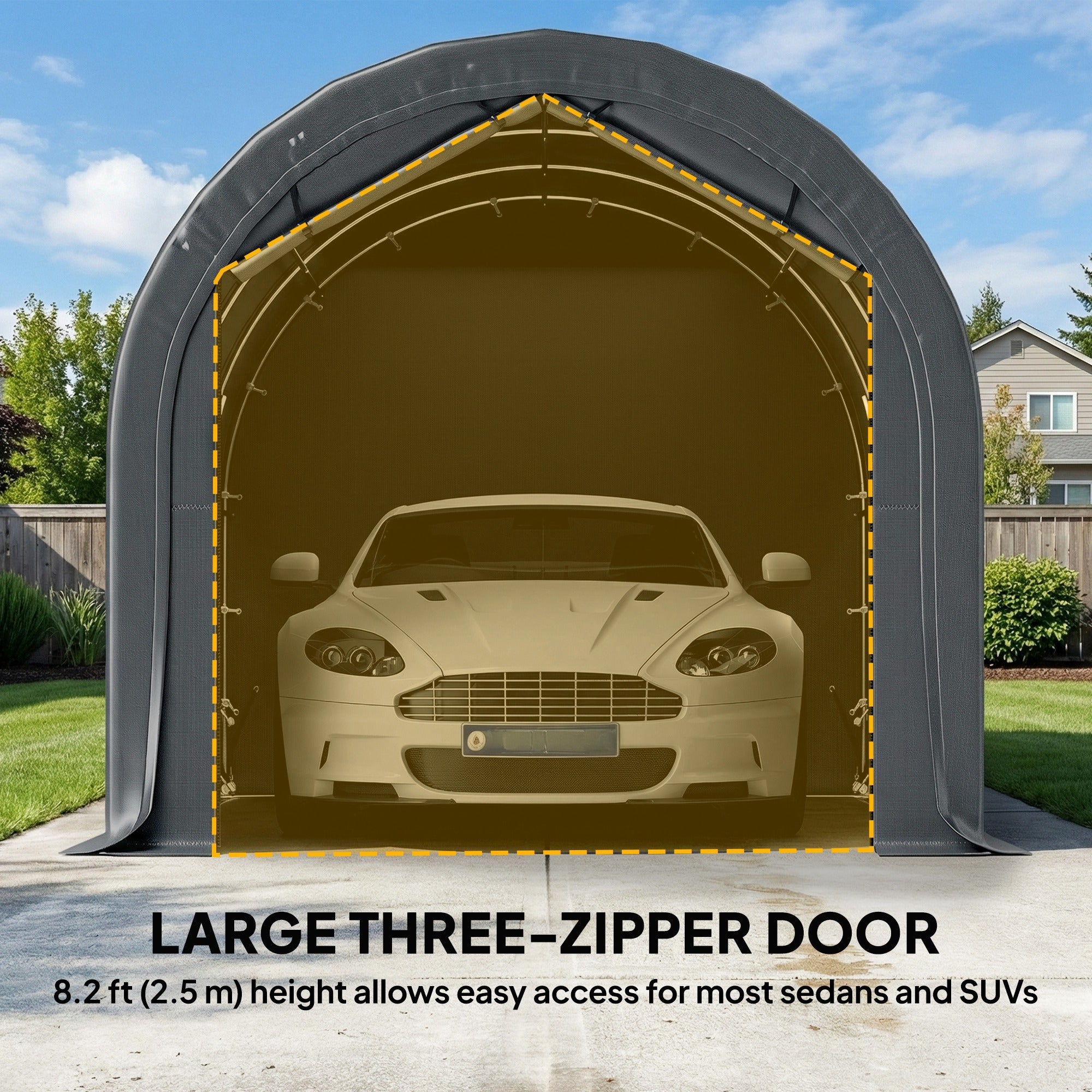 10' x 19' Heavy Duty Carport, Portable Garage Car Canopy Tent Shelter with Reinforced Galvanized Frame, Dark Grey