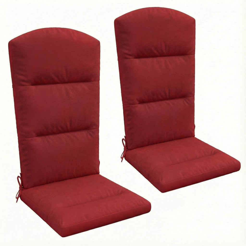 Patio Chair Cushions for Adirondack Chair Replacement Cushions with Back and Ties, Set of 2,  Wine Red