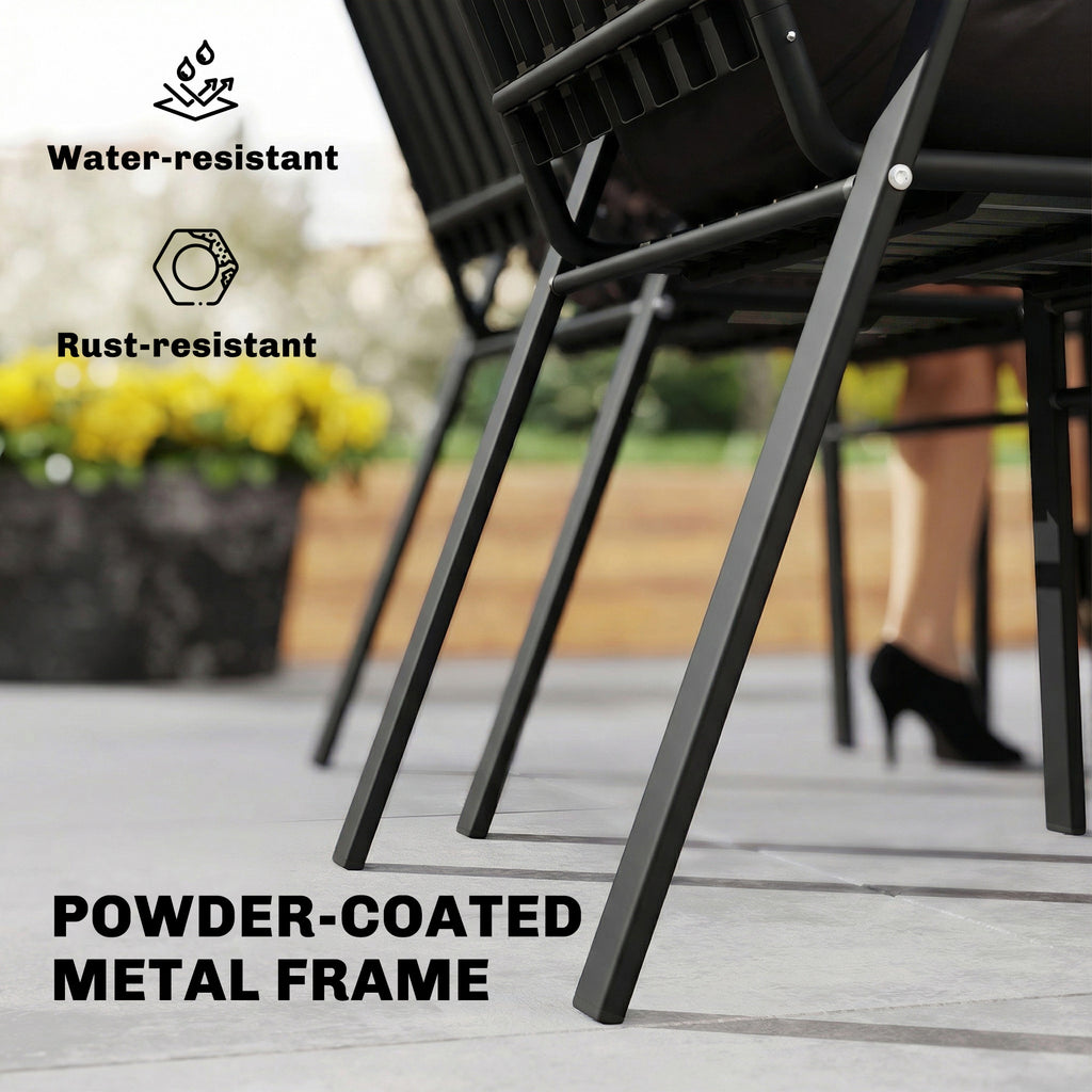 Stackable Outdoor Dining Chairs Set of 2, for Patio, Balcony, Deck, Garden, Black