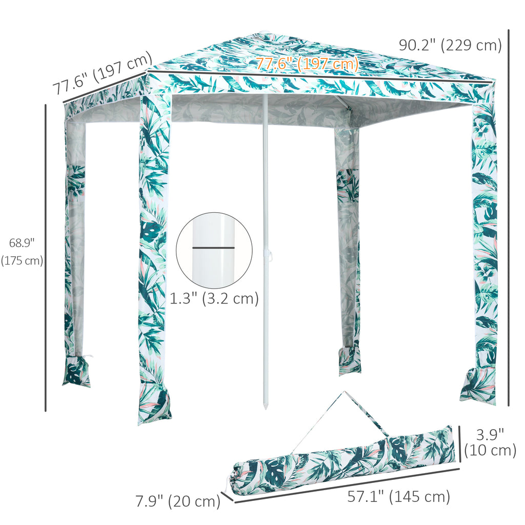 Beach Umbrella, 6.5' Easy-Assembly Sun-Shade Shelter with Sandbags and Carry Bag, Cool UV50+, Green