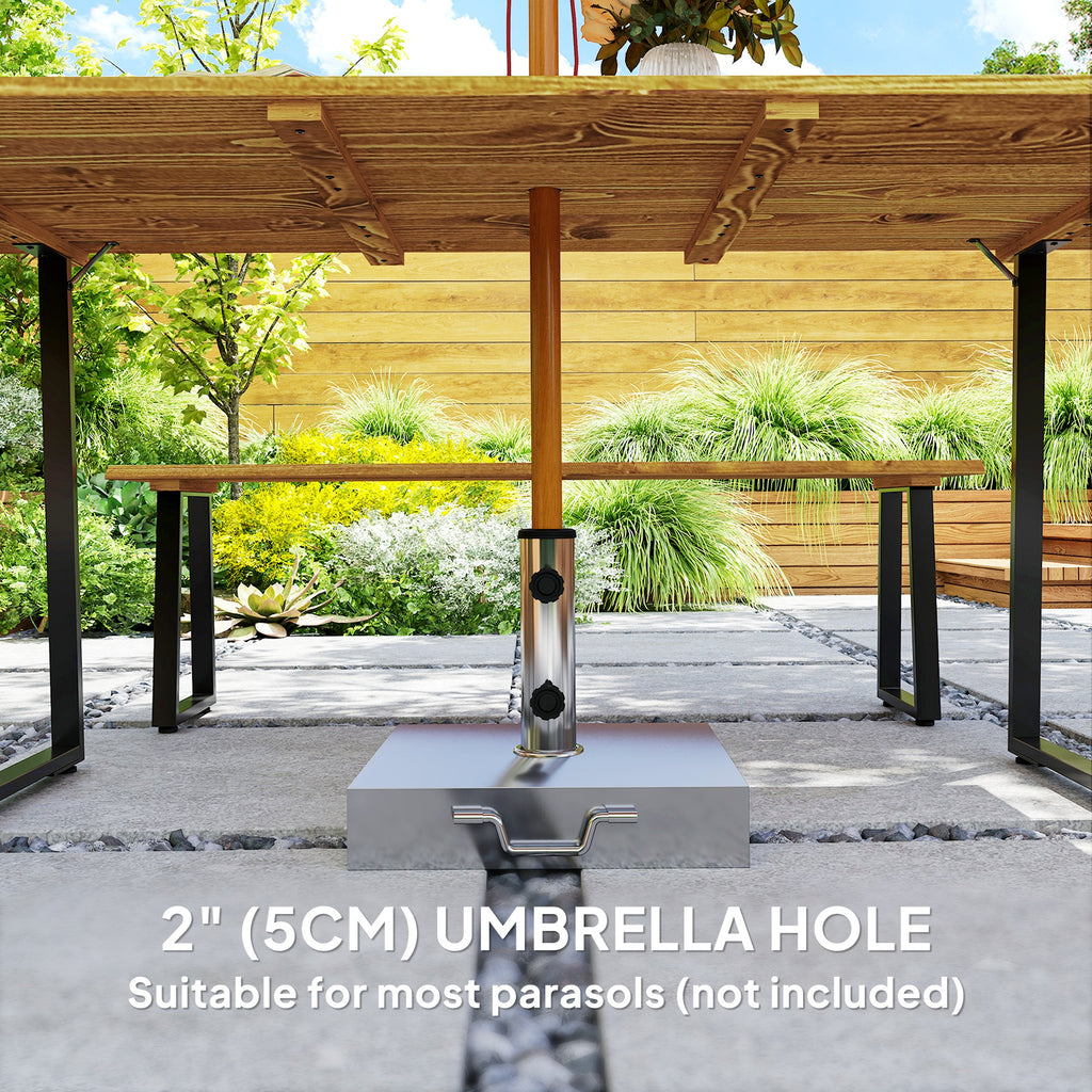 Picnic Table and Bench Set for 6 Persons with 2" Umbrella Hole, Slatted Top & Steel Frame, for Party, BBQ, Patio, Lawn