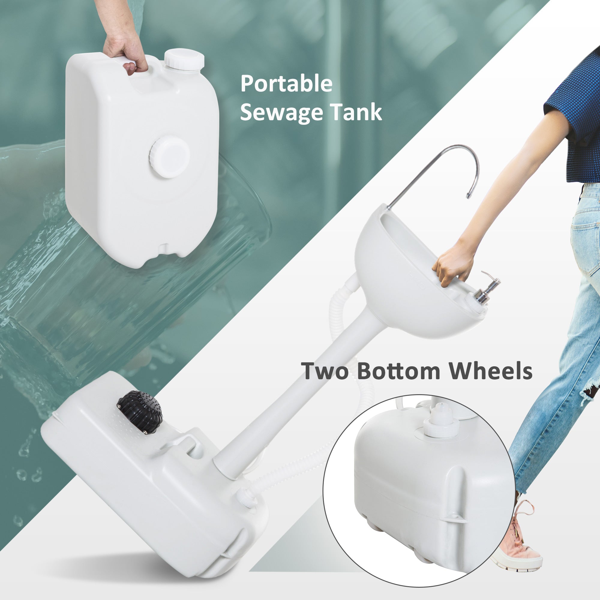 Portable Camping Sink â€” Hand Wash Station Basin with Recovery Tank, Soap Dispenser and Towel Holder