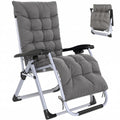 Reclining Zero Gravity Chair with Adjustable Backrest, Folding Garden Sun Lounger, Outdoor Recliner with Removable Cushion and Headrest, Dark Grey