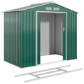 7' x 4' x 6' Garden Storage Shed Outdoor Patio Metal Tool Storage House w/ Foundation Kit and Double Doors Green