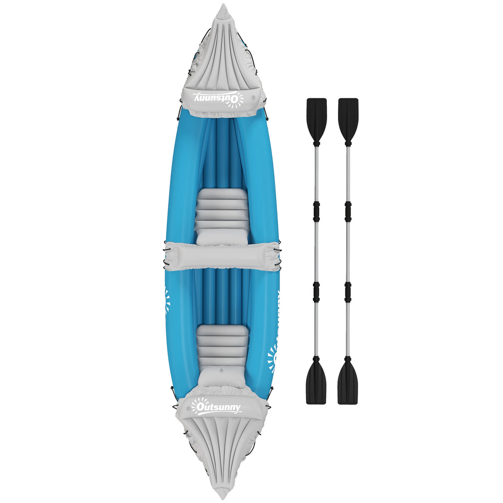 2-Person Inflatable Kayak, Foldable Inflatable Fishing Boat Canoe Set With Air Pump, Aluminum Oars, Blue