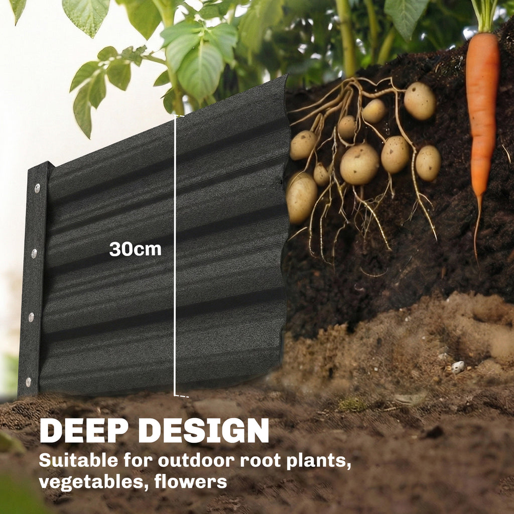 8 x 4 x 1ft Galvanized Raised Garden Bed, Reinforced Outdoor Planter Box with Open Bottom, Dark Grey