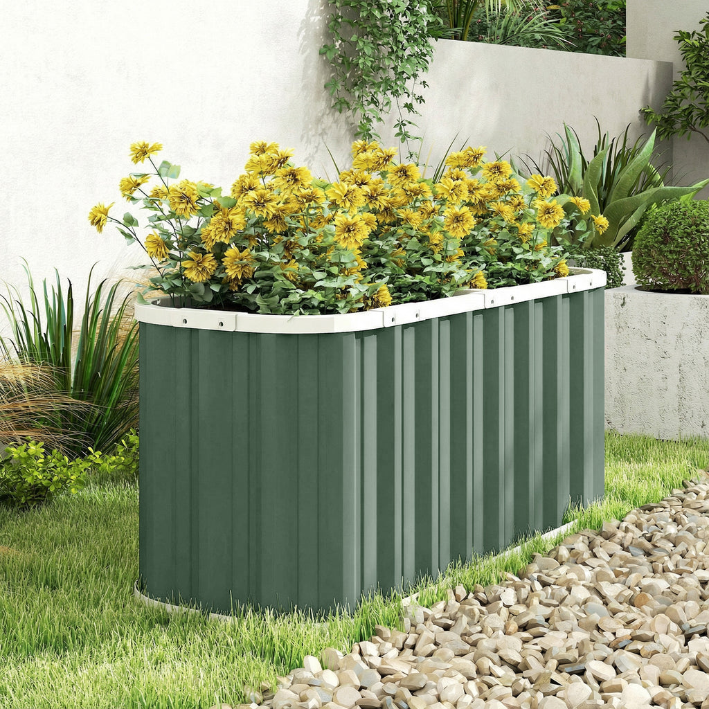 Galvanized Raised Garden Bed, Deep Root Planter Box, Outdoor Garden Bed with Plant Labels, 4.5' x 2' x 2', Light Green
